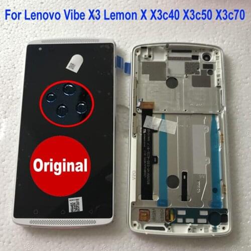 100% Tested Original Sensor For Lenovo Vibe X3 Lemon X X3c40 X3c50 X3c70 LCD Display Touch Screen Digitizer Assembly with Frame