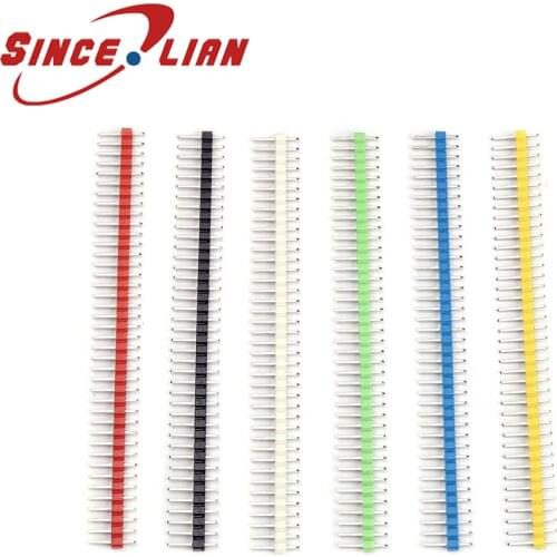 20pcs/lot Single Row 2.54mm Red Male Pin Header Strip 40Pins 2.54mm Color Double Row Straight Male Pin Header Strip For PCB
