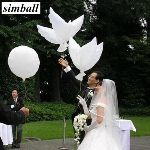 50pcs/lot Eco Flying White Dove Balloons Helium Pigeon Wedding Decoration Globos Peace Bird Air Ball Party Supplies Photo Props