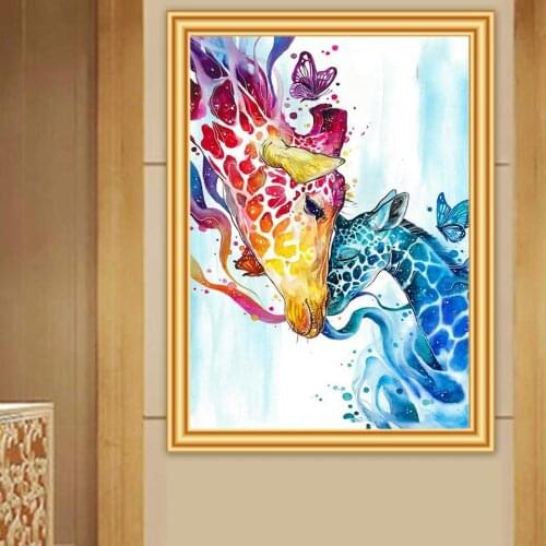 5D Diy Diamond Painting Giraffes Cross Stitch Mosaic Art Picture of Rhinestones Diamond Embroidery Colorful Animal Home Decor