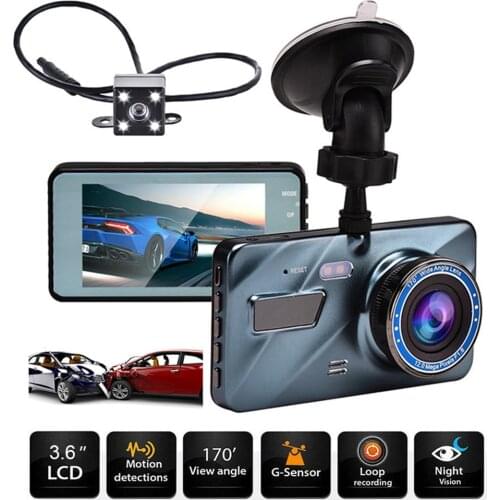 J16 Car DVR Video Recorder Dash Camera Rear View Dual Lens 3.6 Full HD 1080P G Sensor Portable Cycle Recording Dash Cam Dashcam