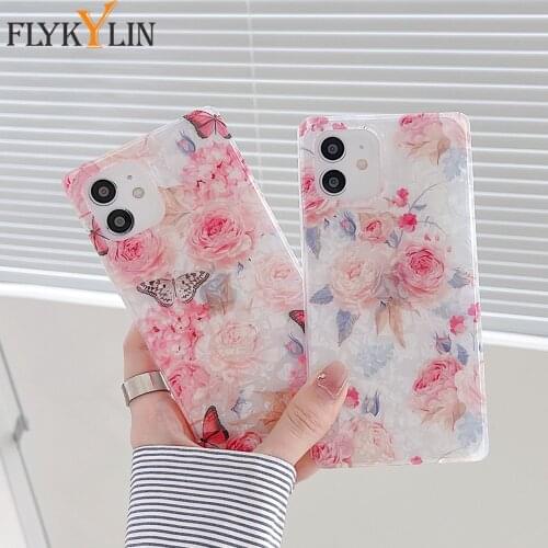 Butterfly Flower Shell Pattern Phone Case For iPhone 12 11 Pro X XR XS Max 7 8 Plus SE 2020 Cases Soft Silicone Phone Back Cover