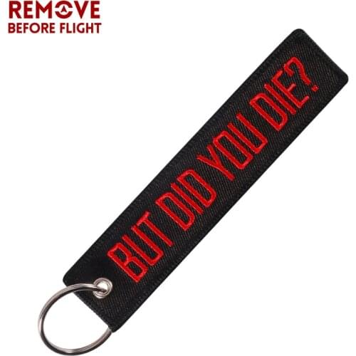 Keychain Embroidery Black with Red Letter Funny Word Key Chain Holder for Cars and Motorcycles Key Fob Keychains Jewelry