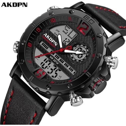 AKDPN Casual Sport Watches Men Top Brand Luxury Military Leather Wrist Watch Man Clock Fashion Chronograph Wristwatch Dropship