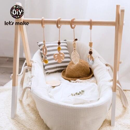 Nordic Style Baby Gym Nursery Wood Baby Toys Play Sensory BPA Free Organic Material Wooden Frame Infant Room Baby Toys Rattles