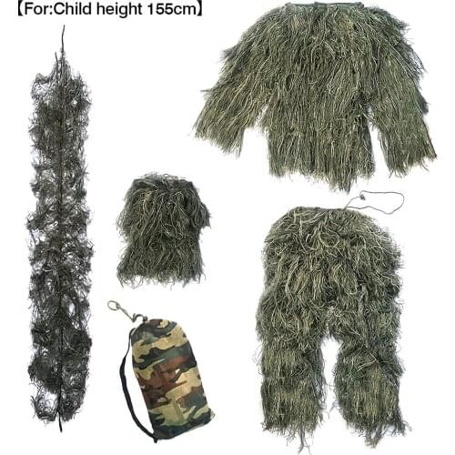 Kids Jungle Suit Outdoor Hunting Camouflage Hidden Clothes Child CS Training Suit Sniper Birdwatch Airsoft Clothes Set