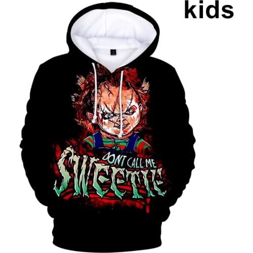 3 To 14 Years Kids Hoodies Seed Of Chucky Ghost Doll 3D Hoodie Sweatshirt Boys Girls Horror Movie Jacket Coat Children Clothes