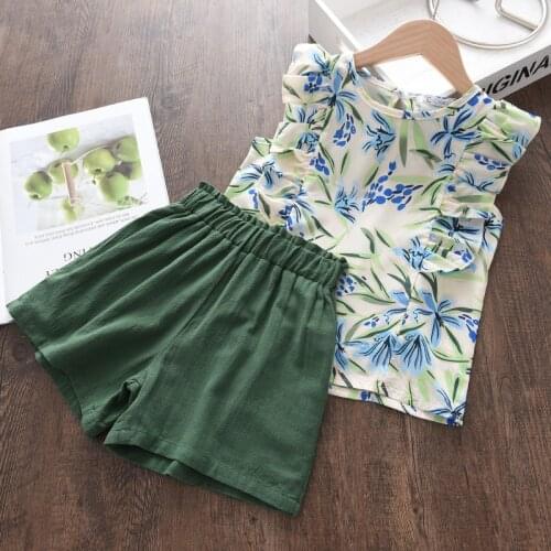 Melario Girls Fashion Clothes Set Sleeveless Floral Shirt Short 2 Piece Suits Print Girl Kids Clothes Set New Baby Girl Clothes
