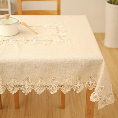 Senisaihon Europe Luxury Embroidered Tablecloth Hollow Lace Cotton Dustproof Table cloth TV Cabinet Cover Cloth Home Decoration