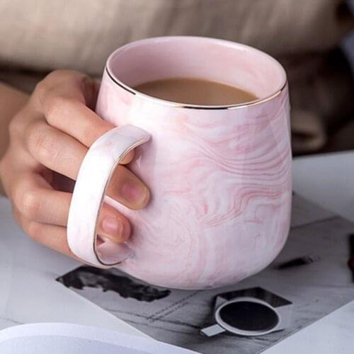 Europe Milk Coffee Mugs Marble Gold Inlay Mug Breakfast Mug Office Home Drinkware Tea Cup 400ml for Lovers Gifts Dropshipping