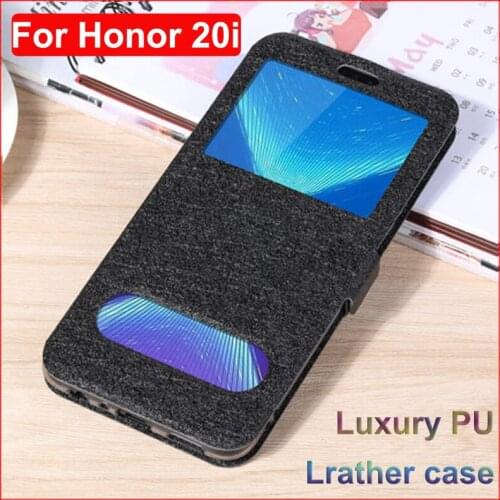 Open window Flip PU Leather Case For Huawei Honor 20i Phone Cover Honor20i shell For Honor 20 i 6.21" back case cover