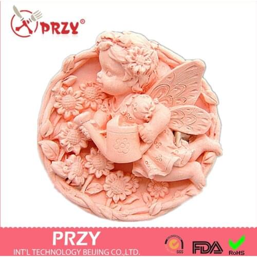 Soap Molds Polymer Clay/cold Porcelain Silica Gel Clay/plaster Mold- Fairy Girl Angel Watering Sunflower Silicone Moulds PRZY