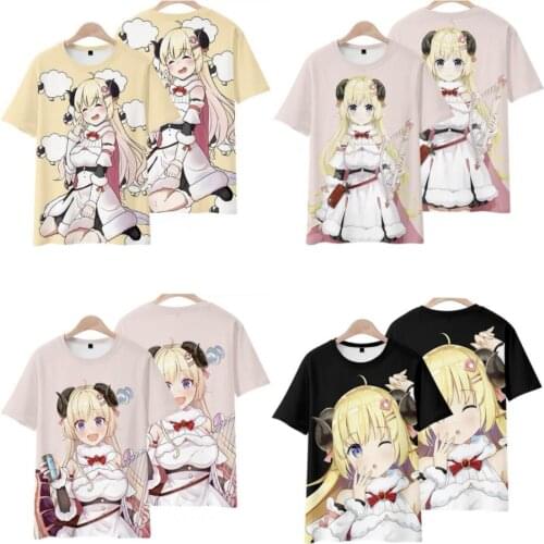 Japan Anime Tsunomaki Watame 3D T Shirt Women Men Summer Fashion Short Sleeve Funny Tshirt Graphic Tees Harajuku Tops Streetwear