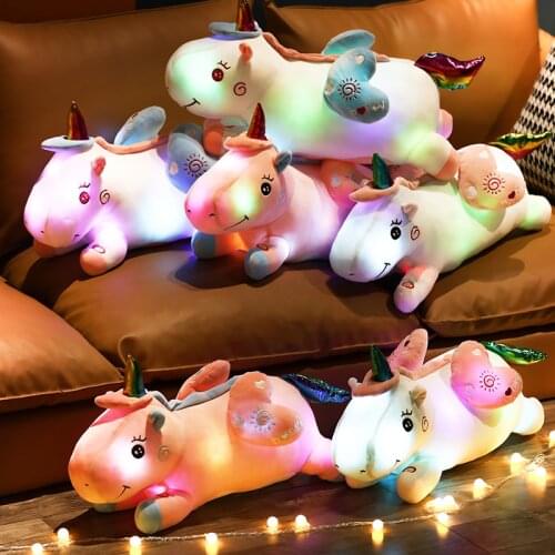 LED Many colors unicorn plush toy Soft Dolls Animal Horse Toys For Children Girl Pillow Birthday Gifts