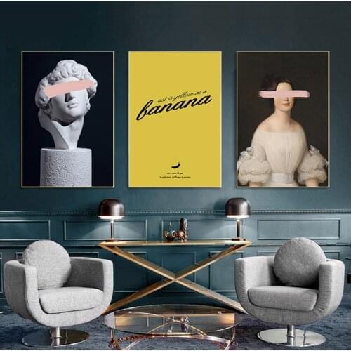 Modern Style Picture Contemporary Room Decor Retro Woman Sculpture Renaissance Art Abstract Canvas Wall Print Painting