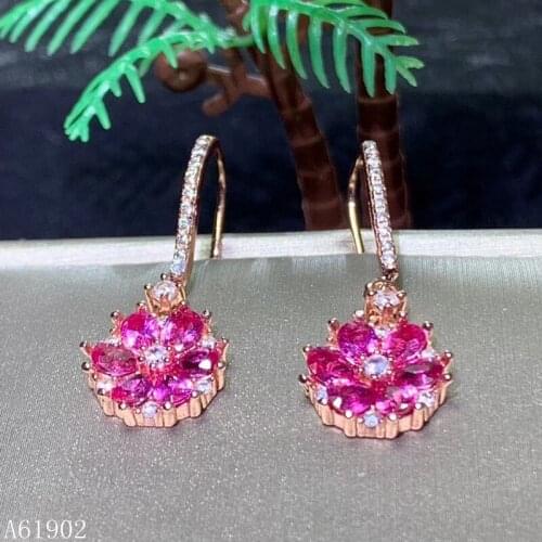 KJJEAXCMY Supporting detection 925 Silver-inlaid Natural Ruby Luxury Earrings Support Inspection