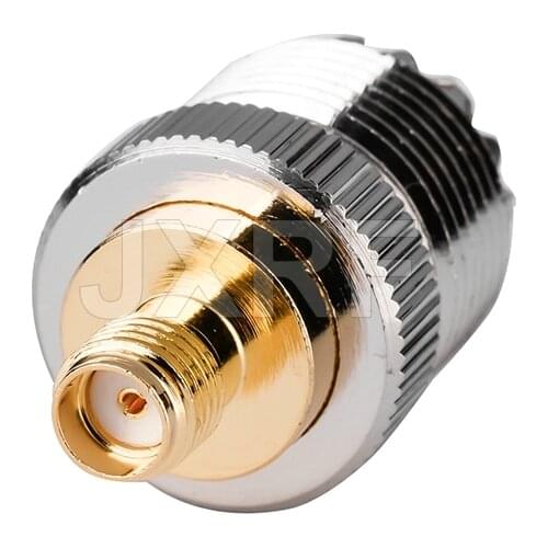 JXRF Coaxial Coax Adapter SO239 UHF Female Jack To SMA Female Jack Straight Gilded SMA to UHF Connector