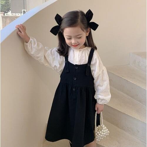 Girls suit spring new girl suspender skirt shirt two-piece suit baby girl clothes baby girl clothes set