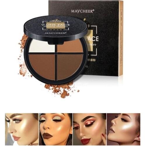 HOT 4 Colors Shimmer Bronzer and Highlighters Powder Makeup Concealer Highlighter for Face Stick Palette Makeup Contour Powder