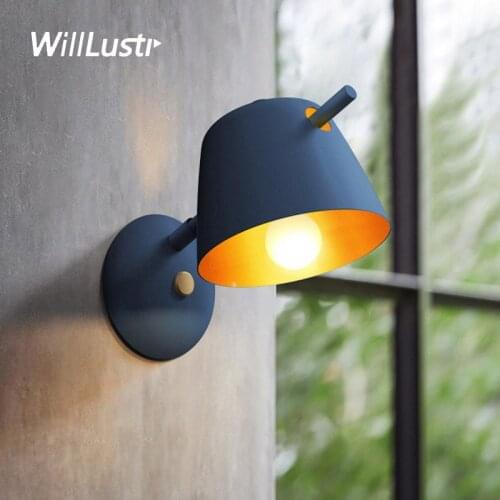 Frosted Iron Wall Light Macaron Color White Blue Black Metal Sconce Hotel Restaurant Corridor Aisle Balcony Bedside Reading Lamp