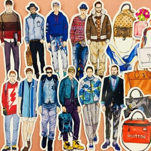 25 pcs Fashion male model bag shoes for kid homemade book stickers on laptop / decorative scrapbooking/DIY