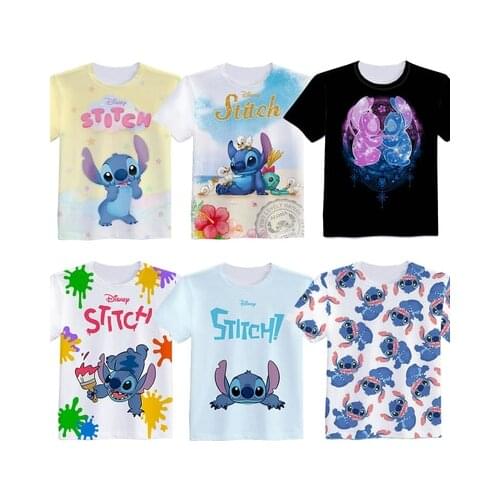 Disney Lilo & Stitch Fashion Anime Figures Cartoon Products Cosplay Accessories Customized T-Shirt Casual Gifts Unisex