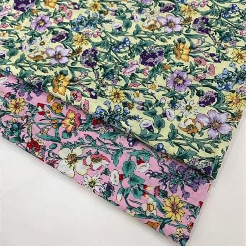 145 cm wide soft Flower Printed Cotton Fabrics for summer Spring women dress pajama shirts Bedding Set Home textile DIY Sewing