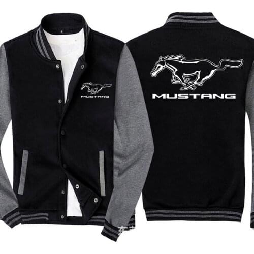 2021 New Fashion Men Baseball Jacket for Mustang Logo Mens Sportswear Casual Sweatshirt Hip Hop Harajuku Unisex Uniform 3 Colors