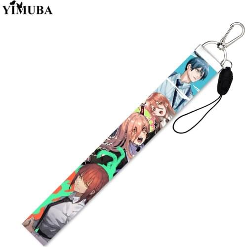 New Arrival Chainsaw Man Hand Rope Keychain Makima Denji Pochita Power Manga Print Short Lanyards Key Chain Bag Charm Fans Gift