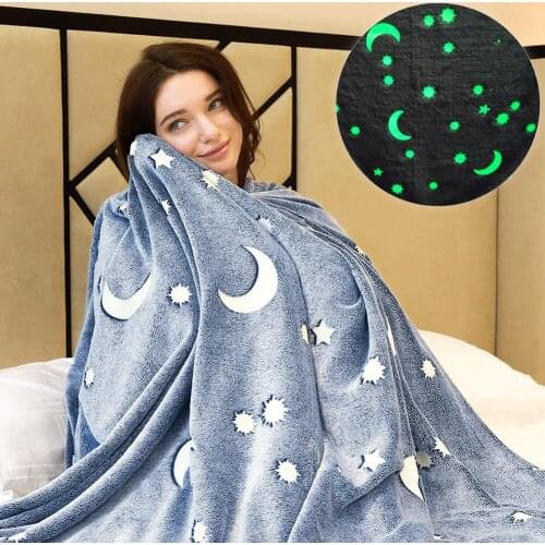 Bed Throw Blanket Dot Starry Sky Luminous Cotton Blanketsf for Child Adults Home Office Sofa Nap Throw Blankets for Beds Cover