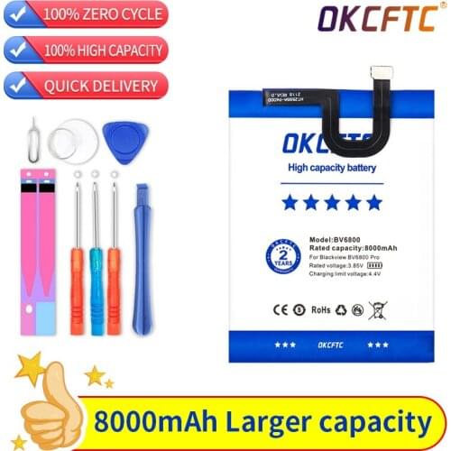 OKCFTC 100% Original 8000mAh BV 6800 Battery For Blackview BV6800 Pro IP68 Waterproof MT6750T High Quality
