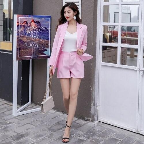 Urban casual two-piece female 2018 summer new Korean loose cotton and linen small suit shorts female fashion suit TB18306