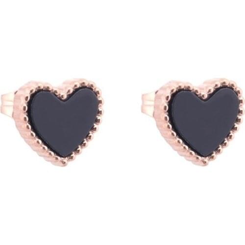 Simple Heart Rose Gold Plating Titanium Steel Earring