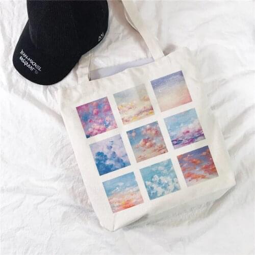 Sun And Moon Canvas Bag Vintage Women Ulzzang Large Capacity Gothic Preppy Style Harajuku Loose punk Streetwear Shoulder Bags