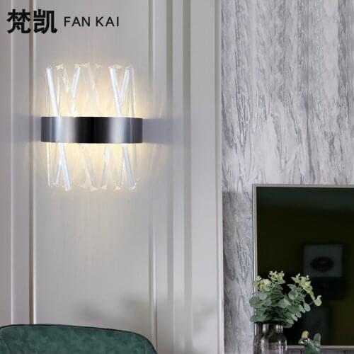 Nordice luminaire crystal bedside bedroom aisle lampara pared espelho