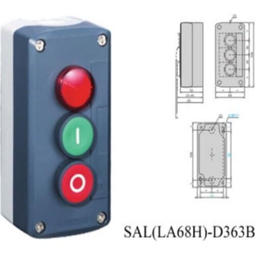 Waterproof control box push button switch station SAL(LA68H )-D363B pilot light with red integral LED 1flush green 1flush red
