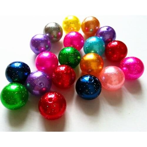 Choose size) 10mm/12mm/20mm Acrylic glitter Powder spraying pearl Beads for Necklace Handmade Earrings DIY Making Parts