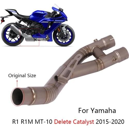 For Yamaha R1 R1M MT-10 2015-2020 Exhaust Pipe Motorcycle Mid Link Tube Delete Catalyst Slip On Original Muffler Titanium Alloy
