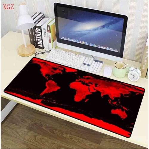 XGZ Red and Black Map Mouse Pad Office Computer Notebook Large Gaming Mouse Pad Carpet Desk Pad Gaming Mouse Pad
