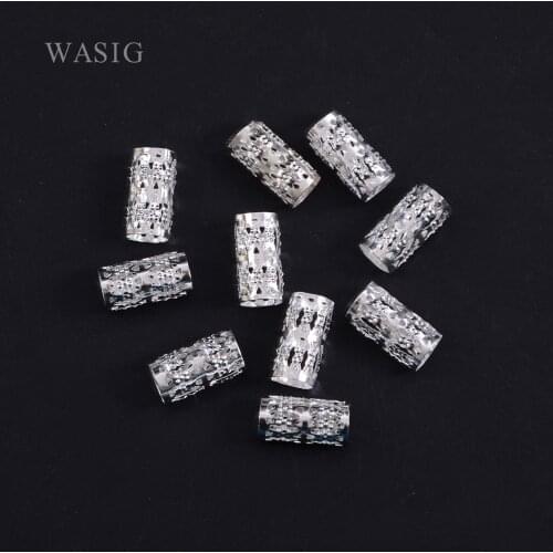 New 34ps/pack Silver Plated Hair Braid Dread Dreadlock Beads Adjustable Braids Cuff Clip 8MM Hole Micro RingBead DIY Hairstyling