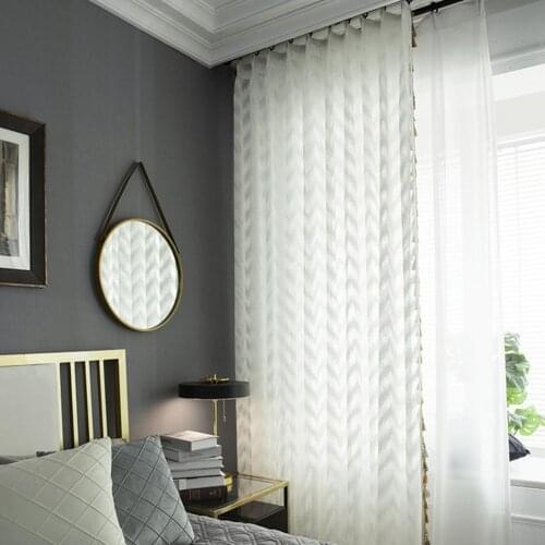 Curtain Soft Transparent Polyester Embroidery White Sheer Curtains Tulle Voile for Home Living Room Bedroom Decoration