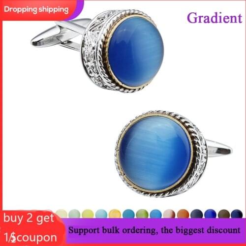 HAWSON Colorful Stone Cufflinks Natural Cat Eye Stone Cufflinks for Men Luxury Wedding Shirt Accessories Cuff Button