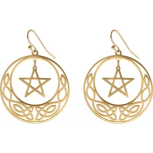 Teamer Vintage Celtics Knot Earrings for Women Stainless Steel Earrings 2021 Trend Jewelry Wicca Dangle Earrings Pentacel Star