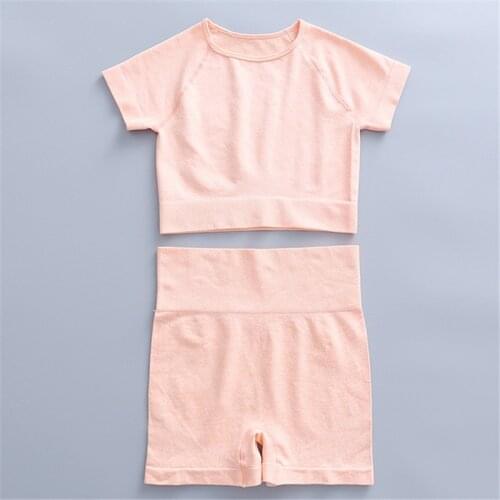 2 Piece Sets Womens Fitness Gym Yoga Set Active Training Wear Crop Top Seamless Yoga Shorts Outfits Female Workout Sportswear