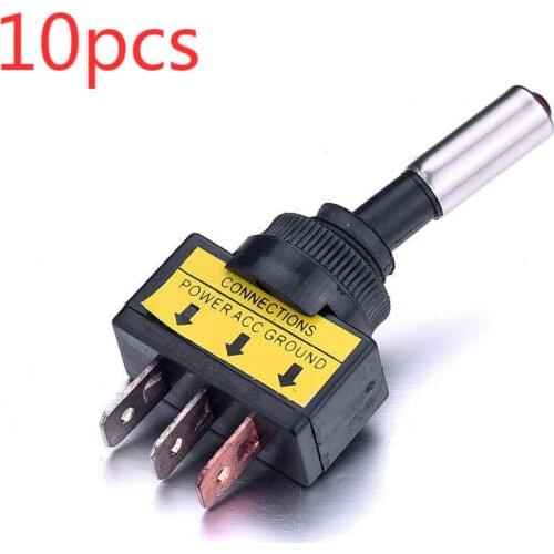 10pcs 3Pins SPST Toggle/ Rocker Switch 10 12V 20A Car LED Light Switch Tilt Switch Single Pole Single Throw Switch