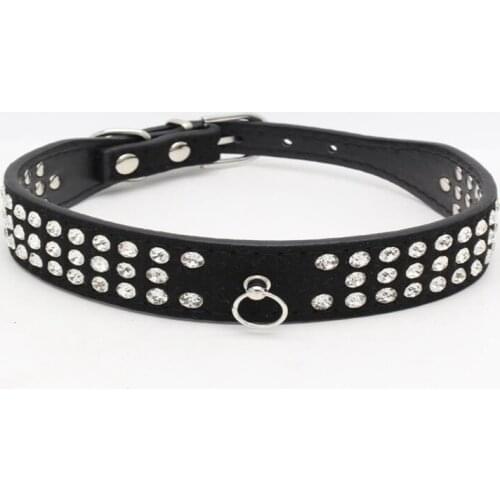 100pcs/lot Fast shipping Bling Pet Dog Collars 3 Row Rhinestone Pet Puppy Cat Fashion Necklace Dog Leads Collars 4 sizes