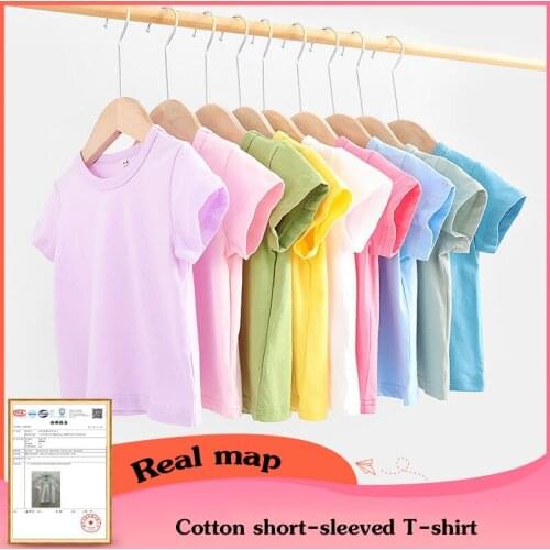 16 Colors Solid Children T-shirt For Boys Girls Cotton Summer Kids Tops Tees Baby Kids Tshirts Blouse Clothes 2T-10T Solid Color