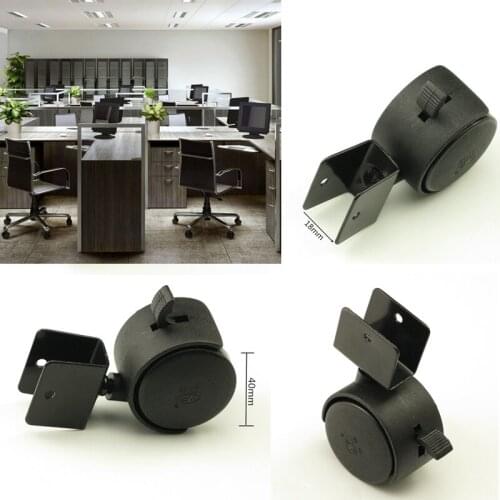 4PCS Plastic Swivel Casters Office Sofa Chair Furniture with 18mm Splint 1.5'' Universal Brake Wheels For Industrial Equipments