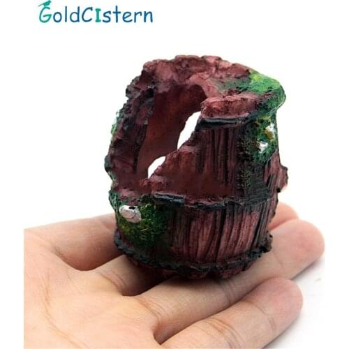 Aquarium Fish Tank Decorations Resin Crafts Mini Retro Barrel Reproduction House For Shrimps & Fishes
