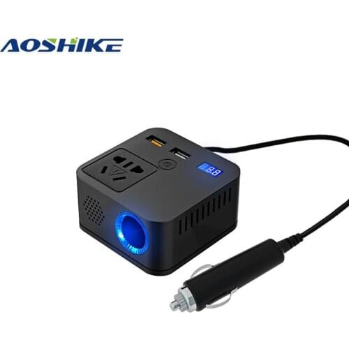 AOSHIKE Car Inverter 150W 12V DC To 220V AC Cigarette Lighter Power Supply Inverter Adapter QC3.1 Modified Sine With USB Charger